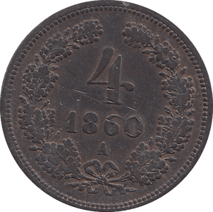 1860 AUSTRIA 4 KREUZER HIGH GRADE - WORLD COINS - Cambridgeshire Coins