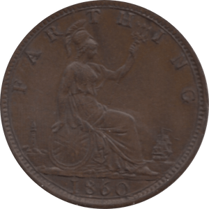 1860 FARTHING 2 TOOTHED BORDER ( AUNC ) 93 - Farthing - Cambridgeshire Coins