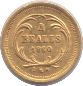 1860 GOLD 4 REALES GUATEMALA - Gold World Coins - Cambridgeshire Coins