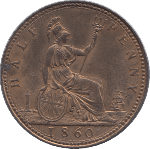 1860 HALFPENNY ( BU ) BEADED - Halfpenny - Cambridgeshire Coins