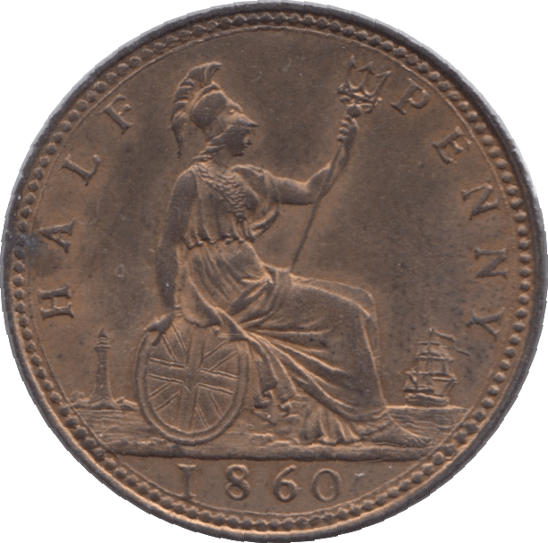 1860 HALFPENNY ( BU ) BEADED - Halfpenny - Cambridgeshire Coins