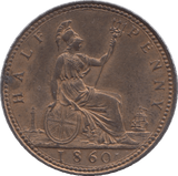 1860 HALFPENNY ( BU ) BEADED - Halfpenny - Cambridgeshire Coins