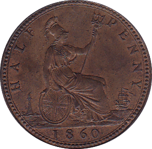 1860 HALFPENNY ( UNC ) - Halfpenny - Cambridgeshire Coins
