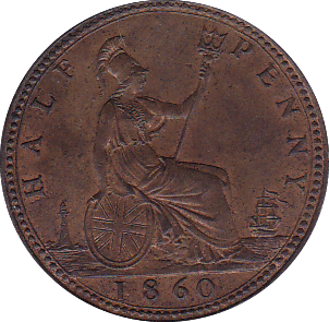 1860 HALFPENNY ( UNC ) - Halfpenny - Cambridgeshire Coins