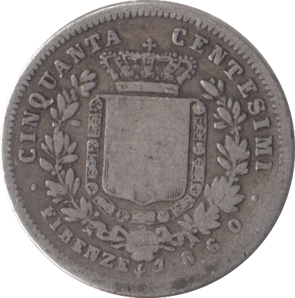 1860 SILVER 50 CENTESIMI ITALY - SILVER WORLD COINS - Cambridgeshire Coins