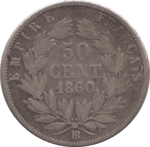 1860 SILVER 50 CENTS FRANCE - SILVER WORLD COINS - Cambridgeshire Coins