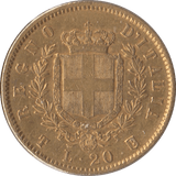 1861 GOLD 20 LIRA ITALY - Gold World Coins - Cambridgeshire Coins