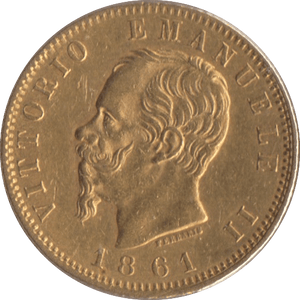 1861 GOLD 20 LIRA ITALY - Gold World Coins - Cambridgeshire Coins