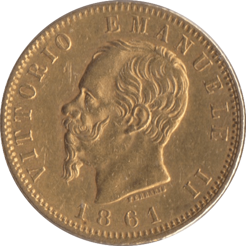 1861 GOLD 20 LIRA ITALY - Gold World Coins - Cambridgeshire Coins