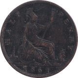 1861 HALFPENNY ( FINE ) - Halfpenny - Cambridgeshire Coins