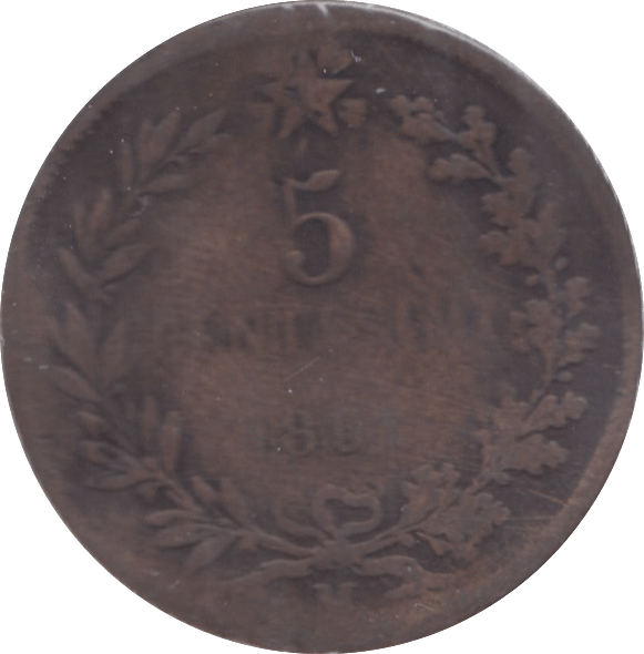 1861 ITALY 5 CENTESIMI - WORLD COINS - Cambridgeshire Coins