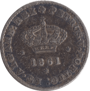 1861 SILVER 50 REIS PORTUGAL - SILVER WORLD COINS - Cambridgeshire Coins