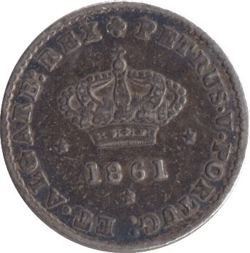 1861 SILVER 50 REIS PORTUGAL - SILVER WORLD COINS - Cambridgeshire Coins