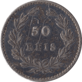 1861 SILVER 50 REIS PORTUGAL - SILVER WORLD COINS - Cambridgeshire Coins