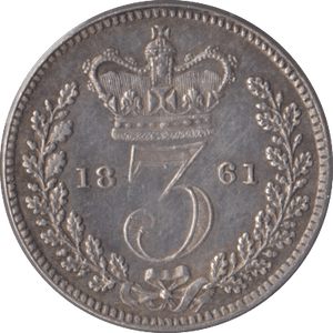 1861 SILVER THREEPENCE ( GVF ) - Threepence - Cambridgeshire Coins