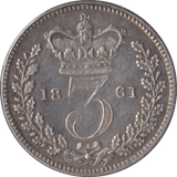 1861 SILVER THREEPENCE ( GVF ) - Threepence - Cambridgeshire Coins