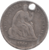 1861 USA SILVER 1/2 DIME - SILVER WORLD COINS - Cambridgeshire Coins