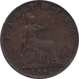 1862 FARTHING 2 ( VF ) 91 - Farthing - Cambridgeshire Coins