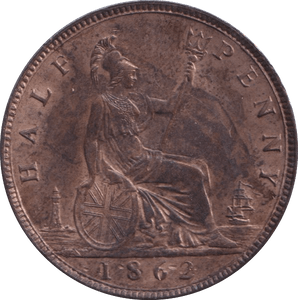 1862 HALFPENNY ( UNC ) - Halfpenny - Cambridgeshire Coins
