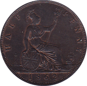 1862 HALFPENNY ( UNC ) - Halfpenny - Cambridgeshire Coins
