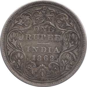 1862 INDIAN SILVER ONE RUPEE - SILVER WORLD COINS - Cambridgeshire Coins