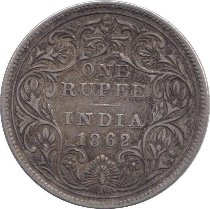 1862 INDIAN SILVER ONE RUPEE - SILVER WORLD COINS - Cambridgeshire Coins
