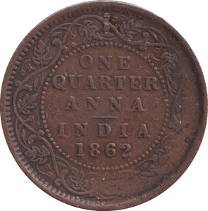 1862 ONE QUARTER ANNA INDIA - WORLD COINS - Cambridgeshire Coins