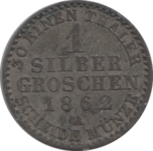 1862 SILVER GROSCHEN PRUSSIA - SILVER WORLD COINS - Cambridgeshire Coins