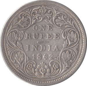 1862 SILVER INDIA 1 RUPEE - SILVER WORLD COINS - Cambridgeshire Coins