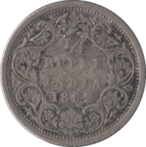 1862 SILVER INDIA 1/4 RUPEE - SILVER WORLD COINS - Cambridgeshire Coins