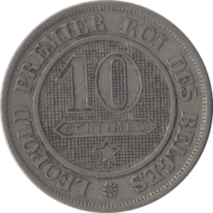 1863 10 CENT BELGIUM - SILVER WORLD COINS - Cambridgeshire Coins