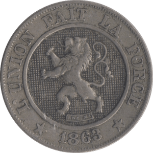 1863 10 CENT BELGIUM - SILVER WORLD COINS - Cambridgeshire Coins