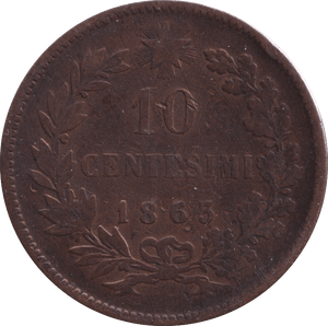 1863 10 CENTESIMI ITALY - WORLD COINS - Cambridgeshire Coins