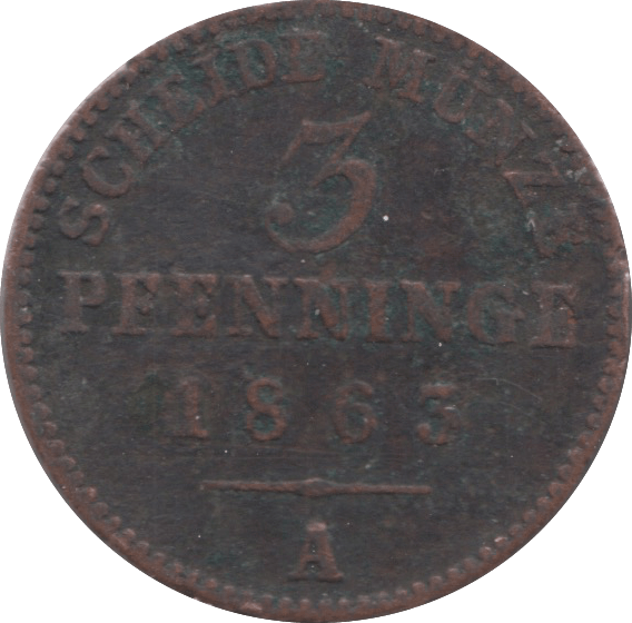 1863 3 PFENNINGE PRUSSIA - WORLD COINS - Cambridgeshire Coins