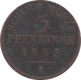 1863 3 PFENNINGE PRUSSIA - WORLD COINS - Cambridgeshire Coins