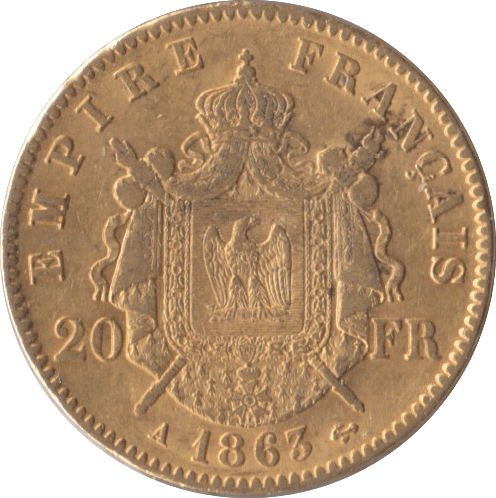 1863 GOLD 20 FRANCS FRANCE - Gold World Coins - Cambridgeshire Coins