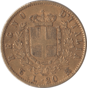 1863 GOLD 20 LIRA ITALY - Gold World Coins - Cambridgeshire Coins