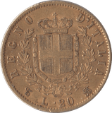 1863 GOLD 20 LIRA ITALY - Gold World Coins - Cambridgeshire Coins