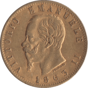 1863 GOLD 20 LIRA ITALY - Gold World Coins - Cambridgeshire Coins