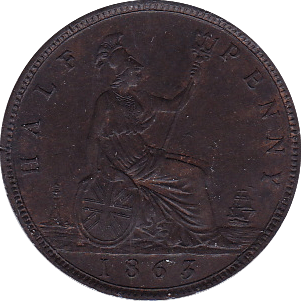1863 HALFPENNY ( AUNC ) - Halfpenny - Cambridgeshire Coins