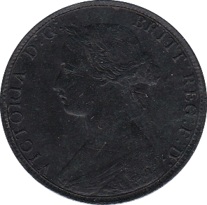 1863 HALFPENNY ( AUNC ) STAINED MISALIGNED REV / OBV - Halfpenny - Cambridgeshire Coins