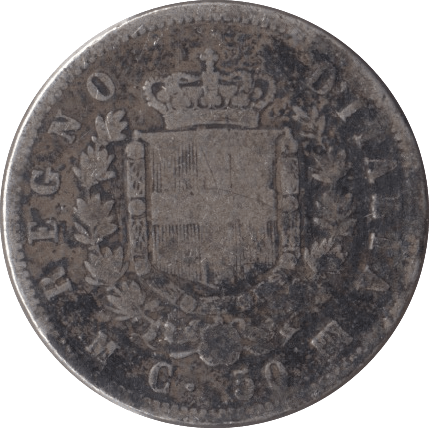 1863 ITALY 50 CENTISIMI - WORLD COINS - Cambridgeshire Coins