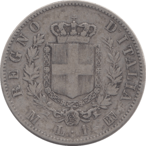 1863 ITALY ONE LIRA - WORLD COINS - Cambridgeshire Coins