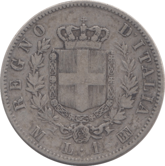 1863 ITALY ONE LIRA - WORLD COINS - Cambridgeshire Coins