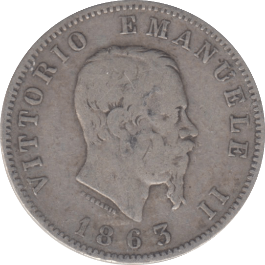 1863 ITALY ONE LIRA - WORLD COINS - Cambridgeshire Coins