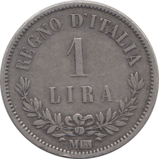 1863 ITALY ONE LIRA - WORLD COINS - Cambridgeshire Coins
