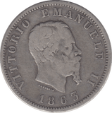1863 ITALY ONE LIRA - WORLD COINS - Cambridgeshire Coins