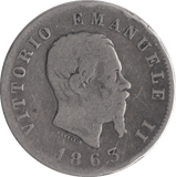 1863 ITALY ONE LIRA - WORLD COINS - Cambridgeshire Coins
