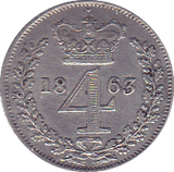 1863 MAUNDY FOURPENCE ( VF ) . - Maundy Coins - Cambridgeshire Coins