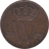 1863 ONE CENT NETHERLANDS REF H163 - WORLD COINS - Cambridgeshire Coins